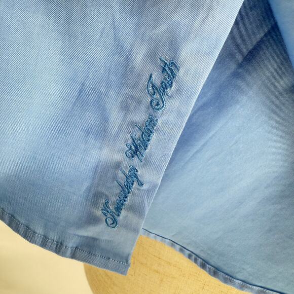 Robert Graham Woven Button Front Long Sleeve Shirt Rutherford Solid Light Blue M - Picture 8 of 9